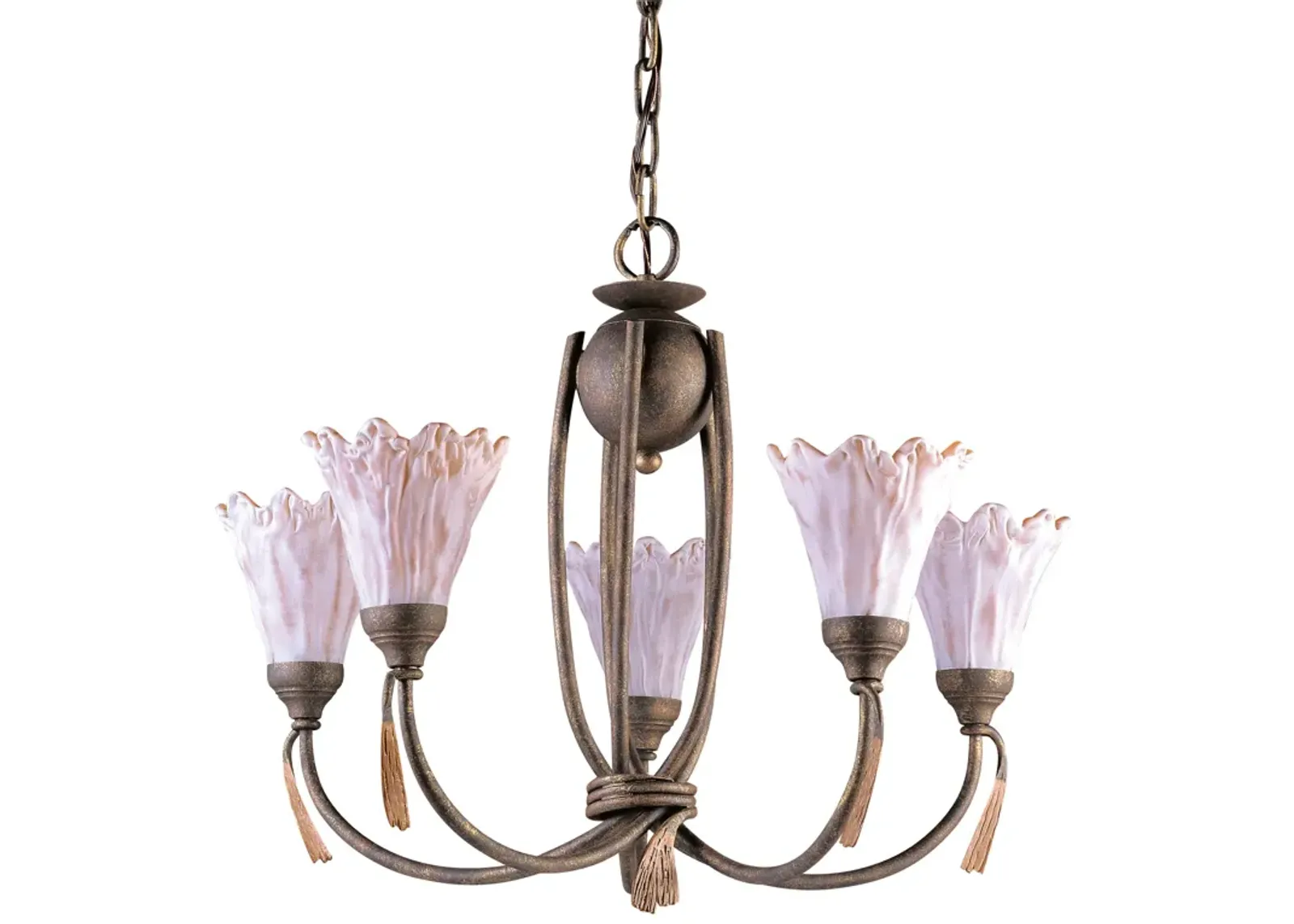 Villa D-Eleganza 5-Light Chandelier in Olde World Finish with Floral-look Shades