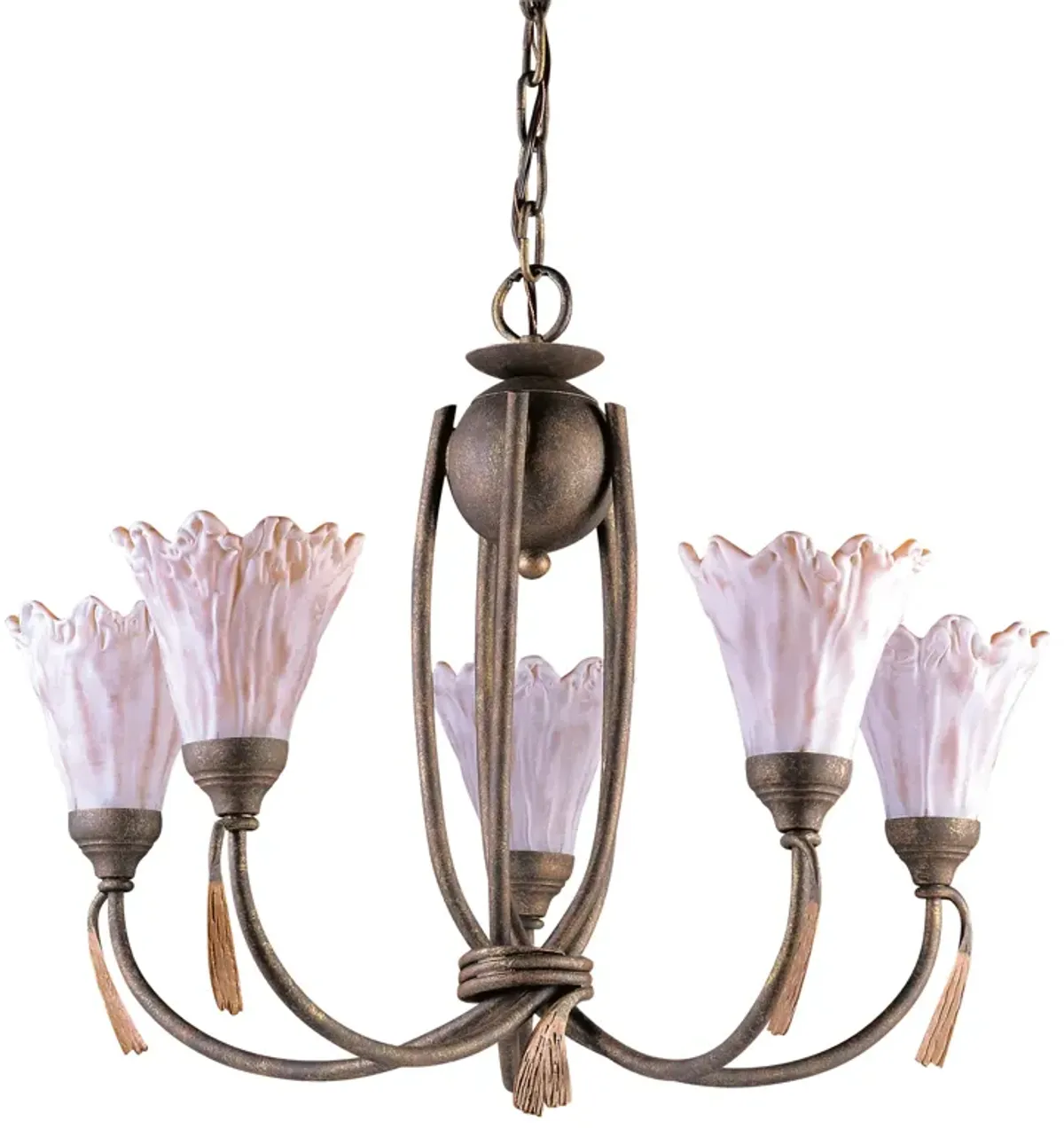 Villa D-Eleganza 5-Light Chandelier in Olde World Finish with Floral-look Shades