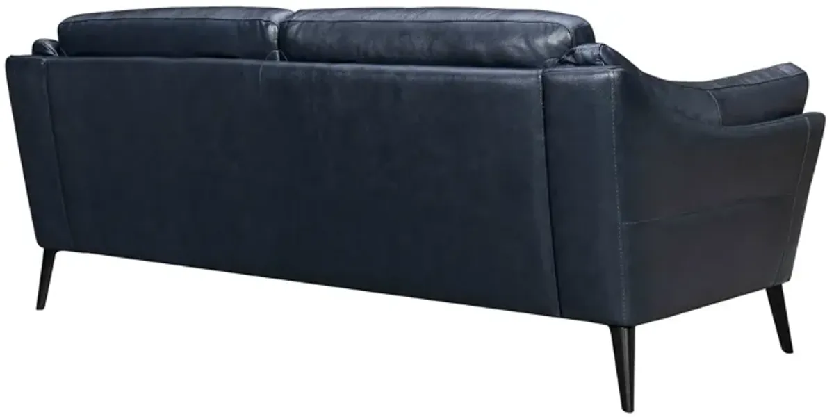 Franz 87" Modern Blue Genuine Leather Sofa