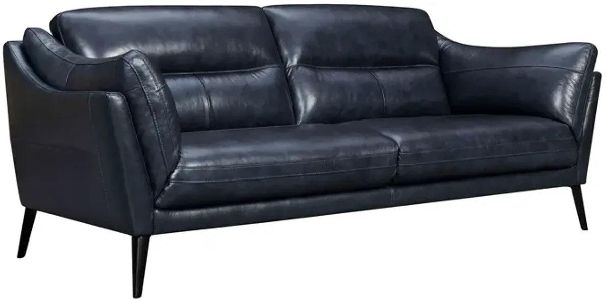 Franz 87" Modern Blue Genuine Leather Sofa