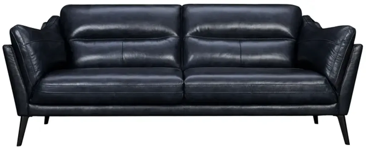 Franz 87" Modern Blue Genuine Leather Sofa