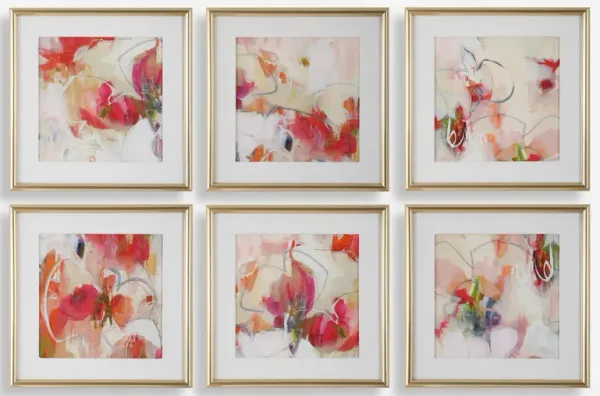 Fresh Start Red Abstract Prints, S/6