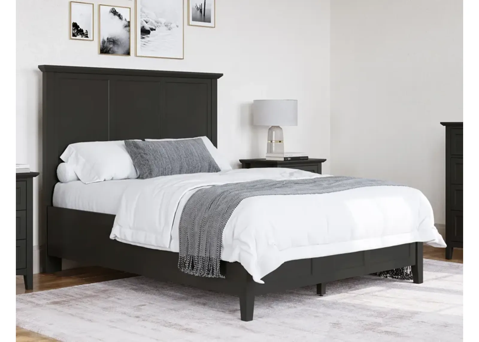 Grace King-size Three Panel Bed in Raven Black