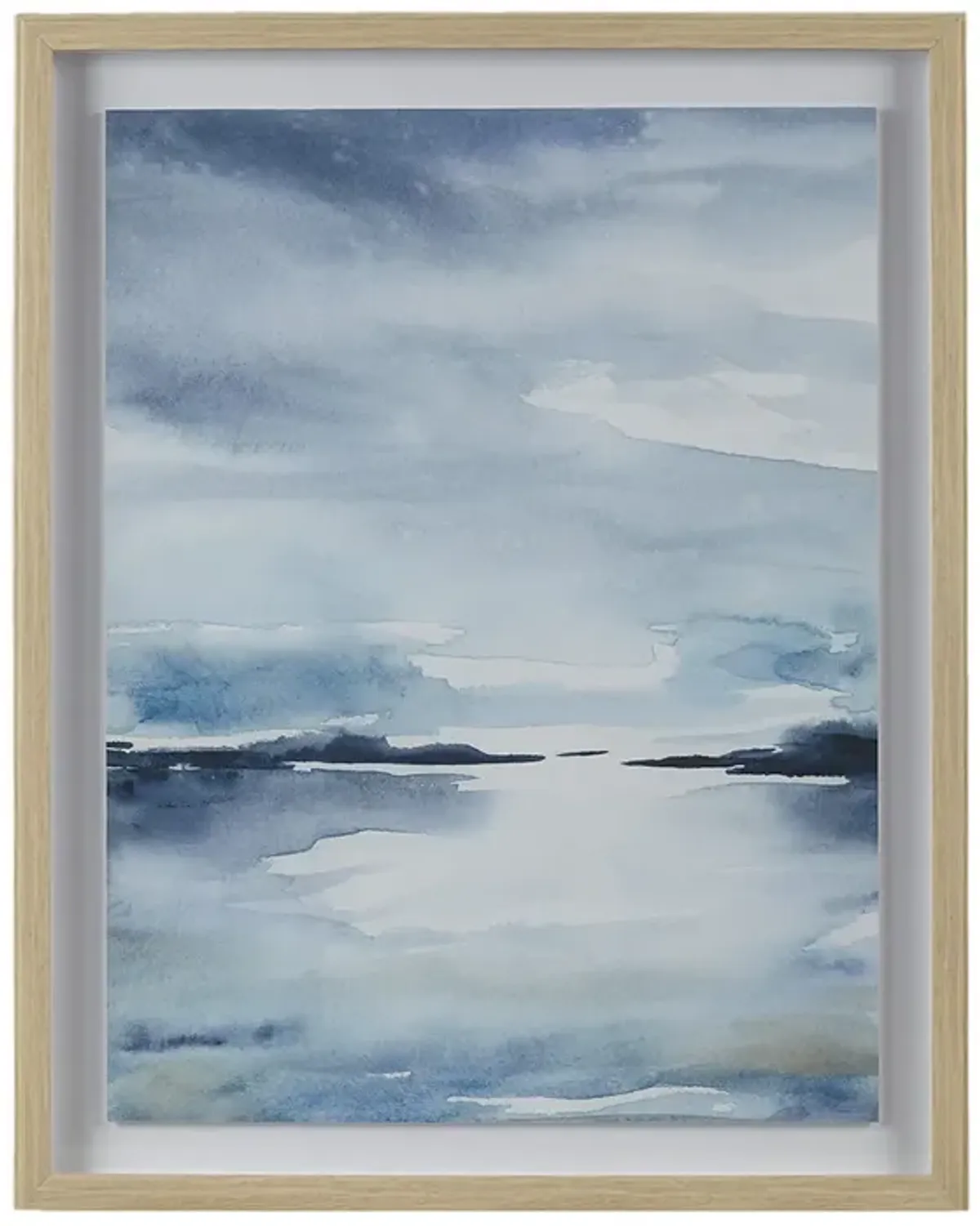 Sparkling Sea Framed Glass and Single Matted Abstract Landscape Coastal Wall Art