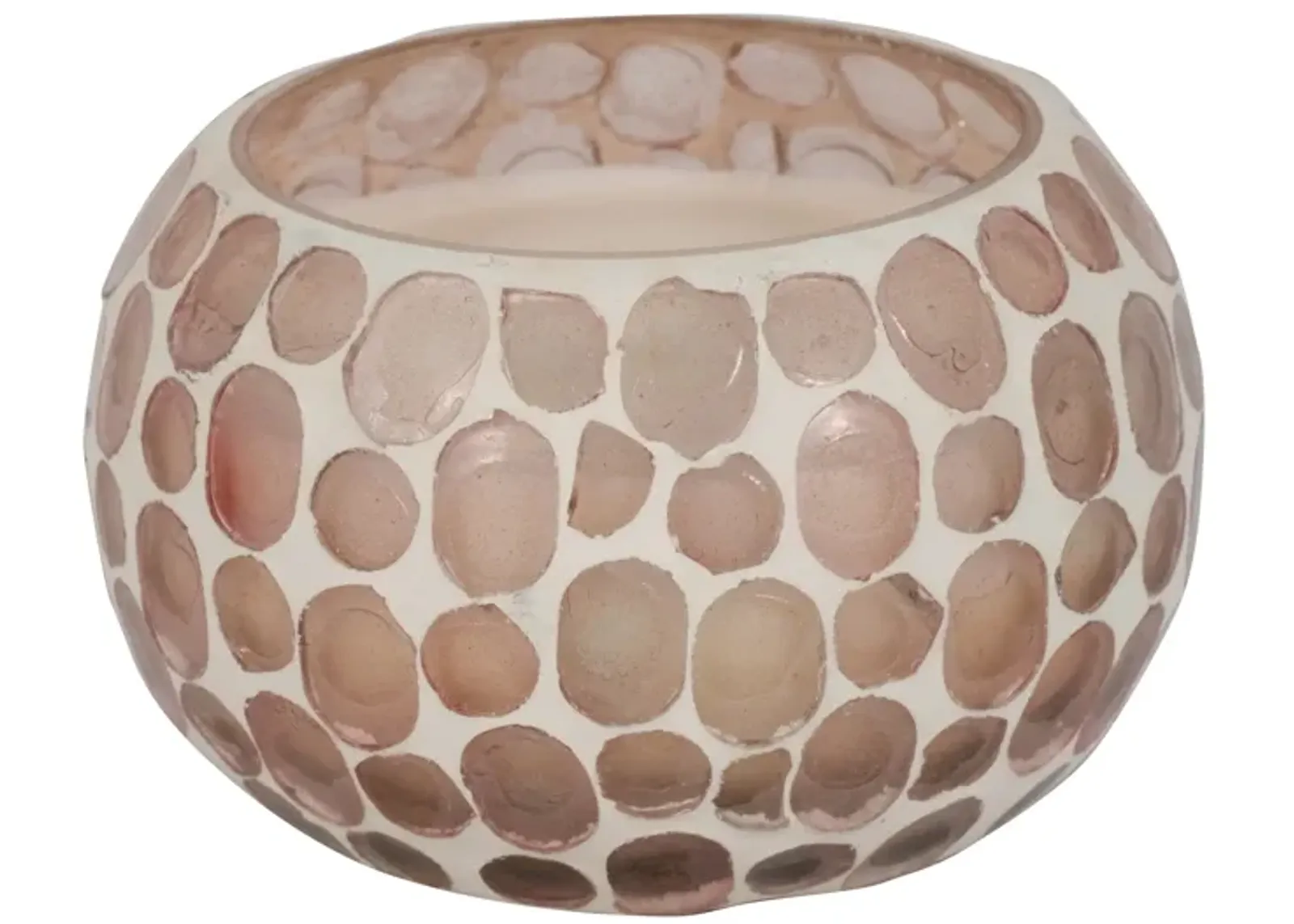 Glass, 4" 10 Oz Mosaic Scented Candle, Soft Pink