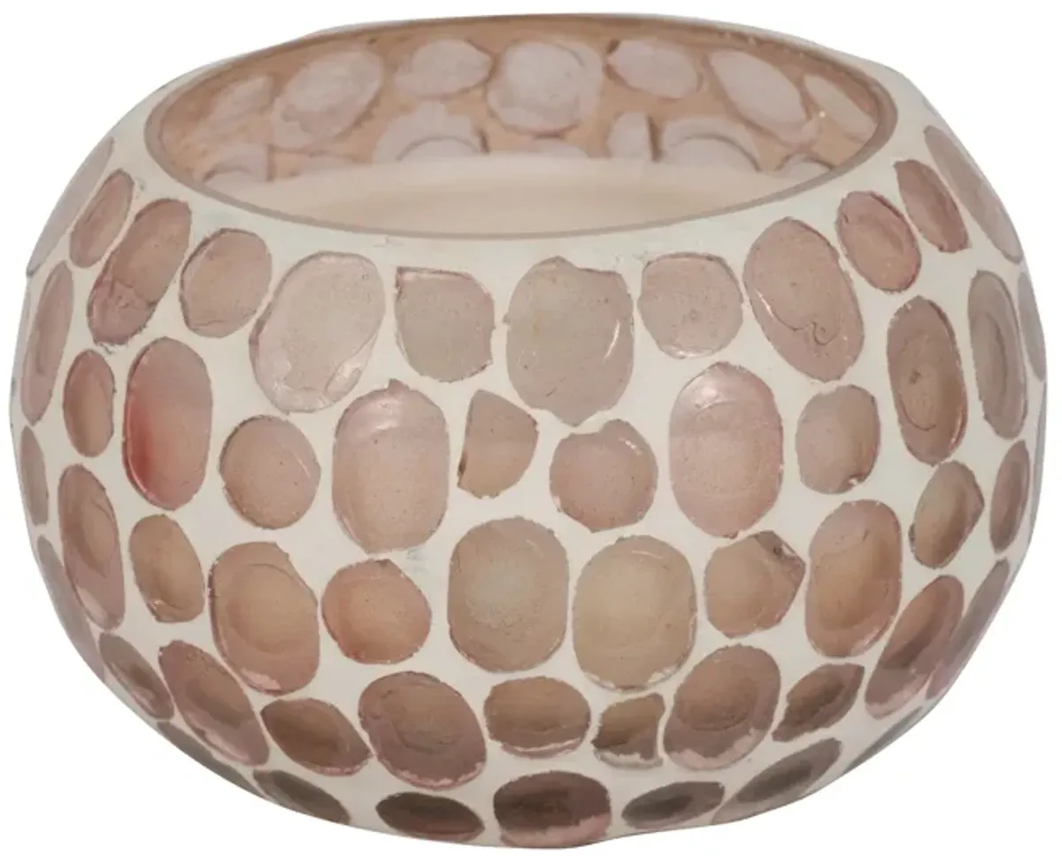 Glass, 4" 10 Oz Mosaic Scented Candle, Soft Pink