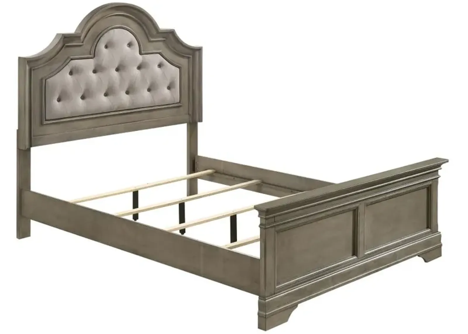 Manchester Bed with Upholstered Arched Headboard Beige and Wheat