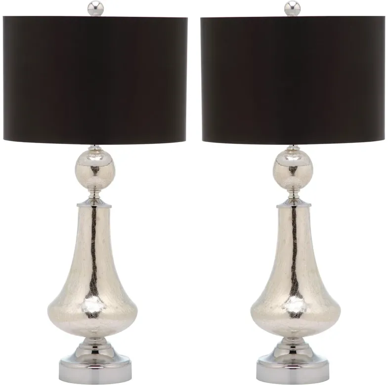 Mercury 25.5-Inch H Crackle Glass Table Lamp/Black Satin Shade - Set of 2