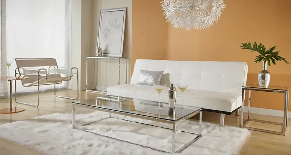 Sandor Console Table with Clear Tempered Glass Top and Chrome Frame