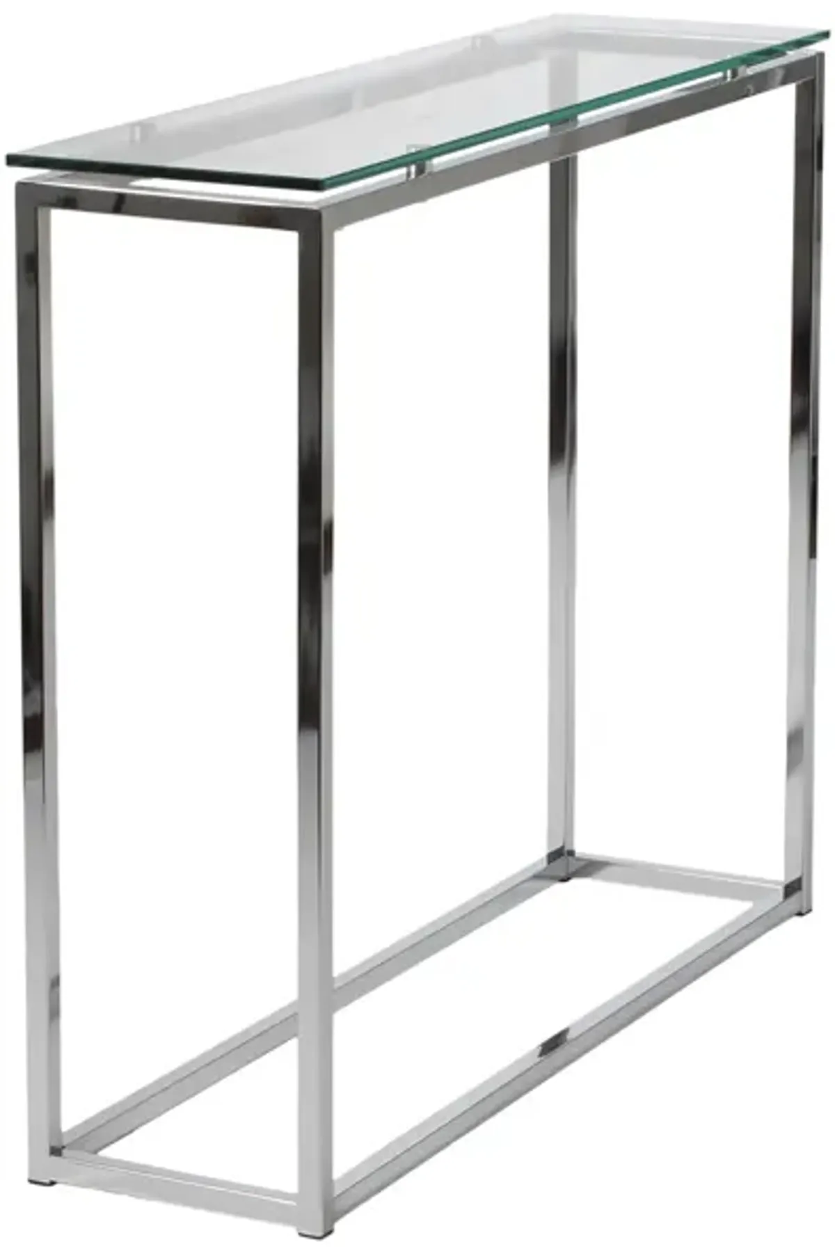 Sandor Console Table with Clear Tempered Glass Top and Chrome Frame