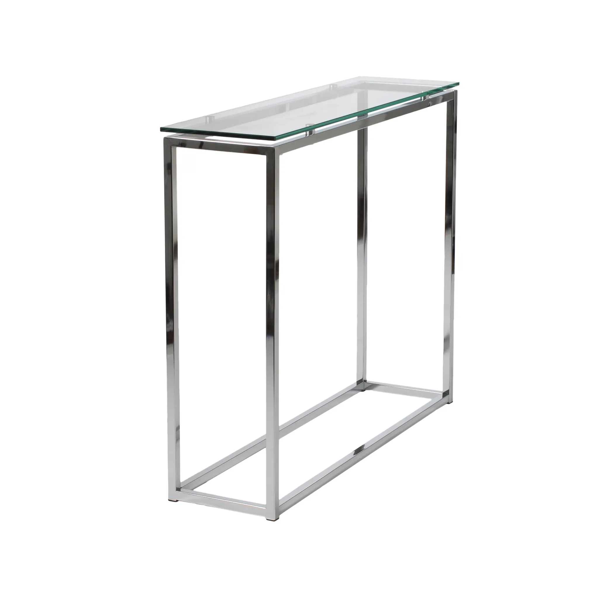 Sandor Console Table with Clear Tempered Glass Top and Chrome Frame