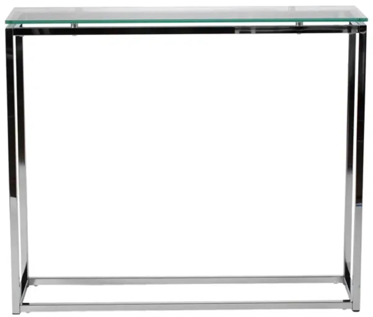 Sandor Console Table with Clear Tempered Glass Top and Chrome Frame