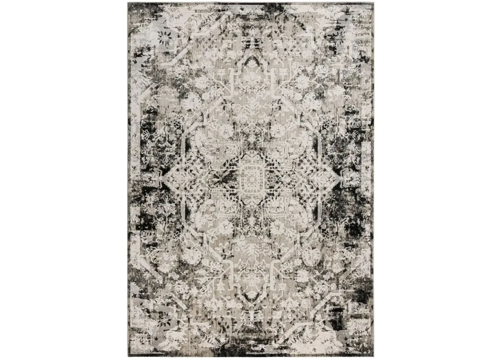 Calabria Natural Medallion Polyester 7'10" x 9'10" Rectangle Rug