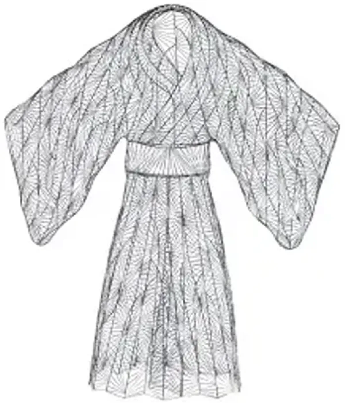 kimono woman sculpture, metal, silver/black