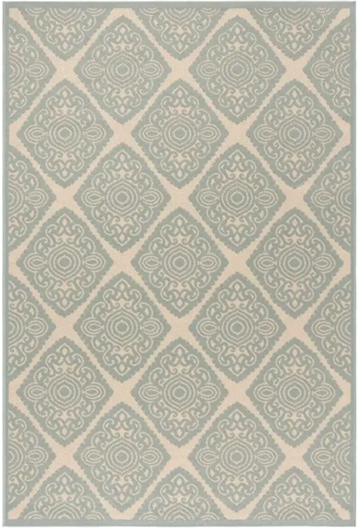 LINDEN 132 Collection LND132L-4 Cream / Aqua 4' X 6'