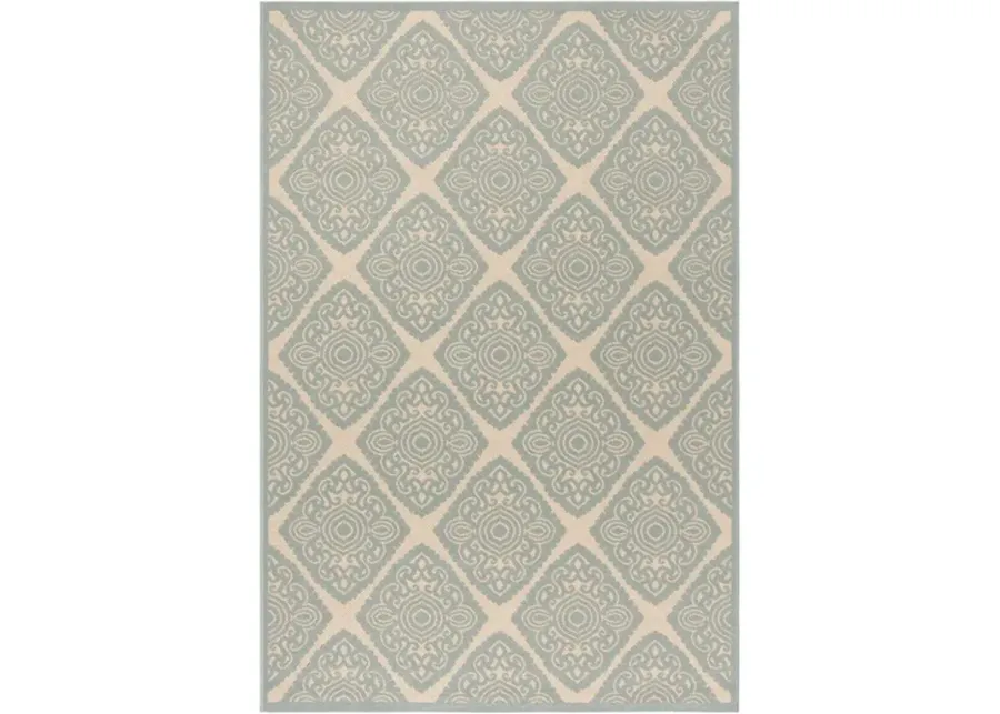 LINDEN 132 Collection LND132L-4 Cream / Aqua 4' X 6'