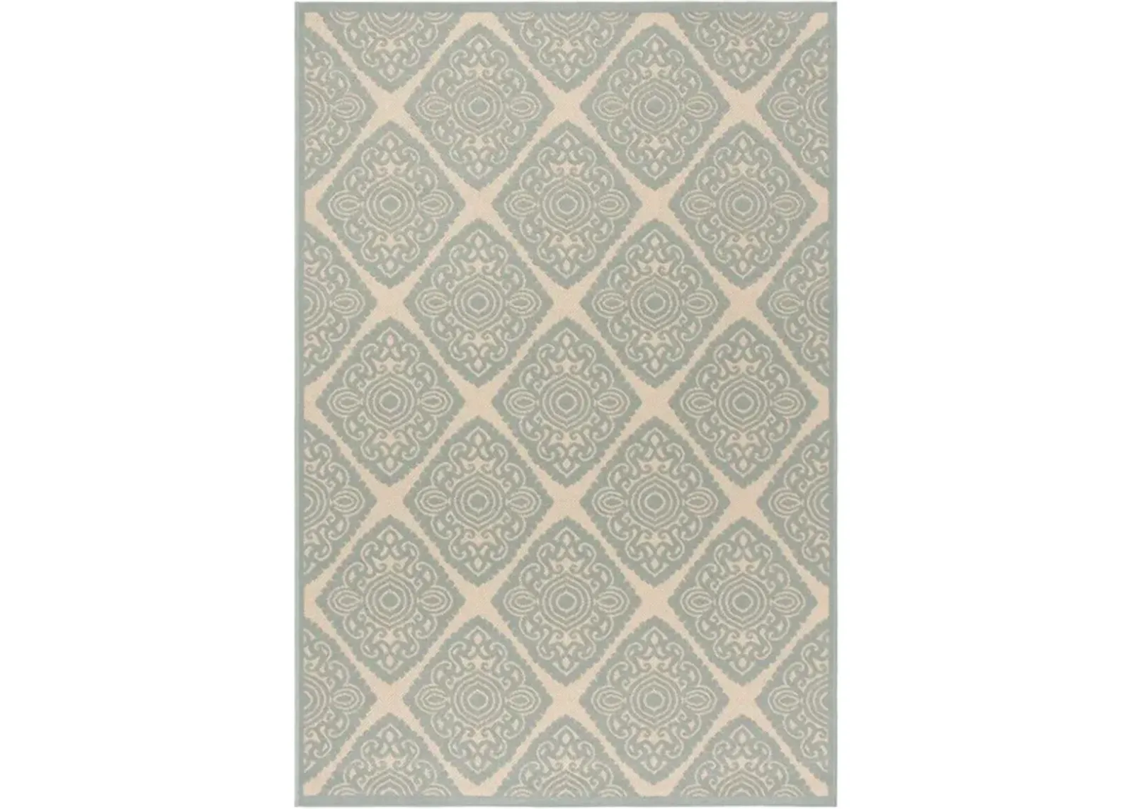 LINDEN 132 Collection LND132L-4 Cream / Aqua 4' X 6'