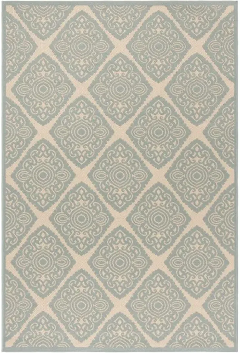 LINDEN 132 Collection LND132L-4 Cream / Aqua 4' X 6'