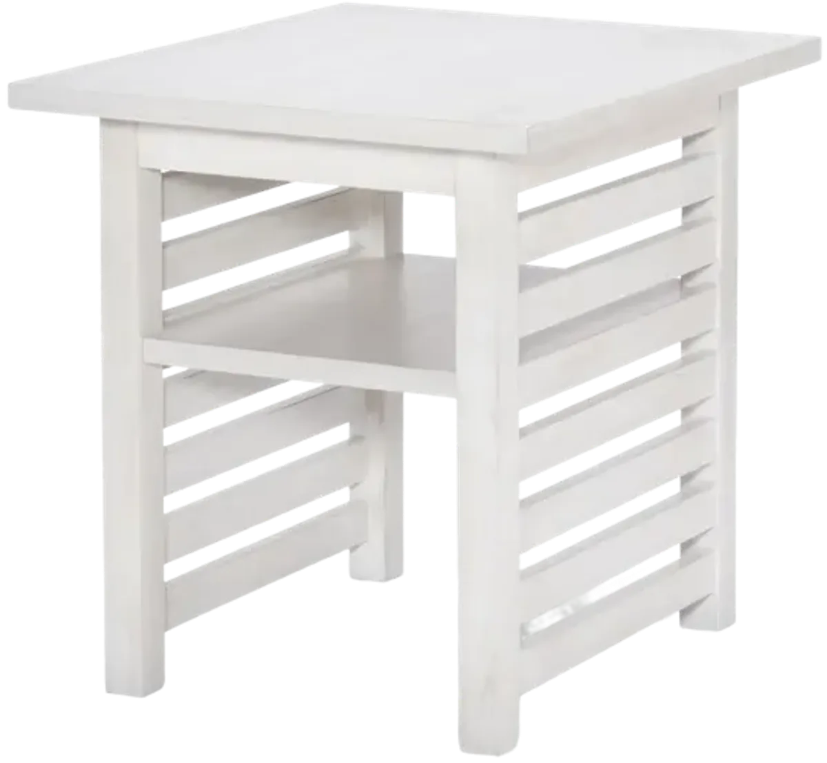 Edgewater Sand Dollar Square End Table White Finish