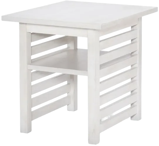 Edgewater Sand Dollar Square End Table White Finish