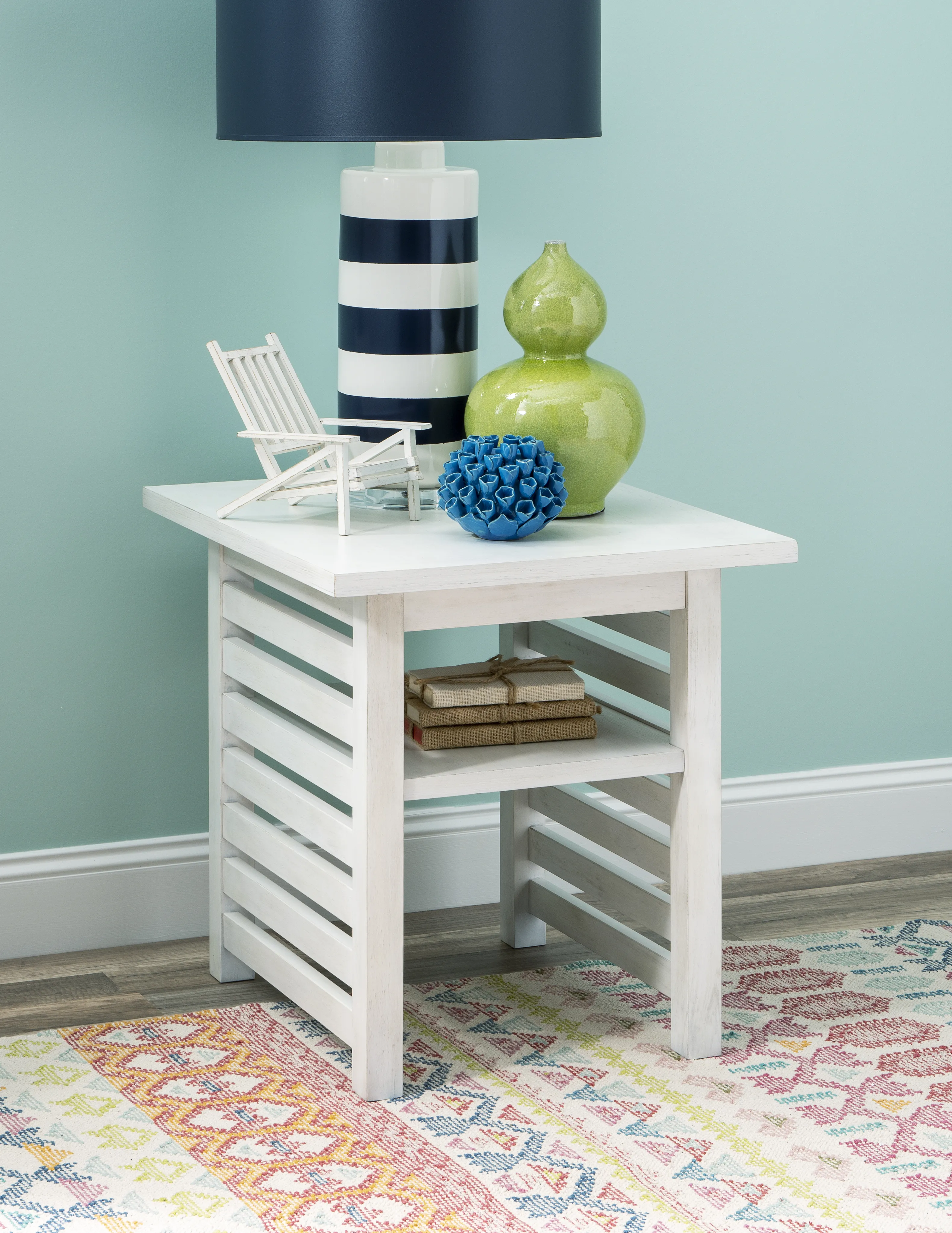 Edgewater Sand Dollar Square End Table White Finish