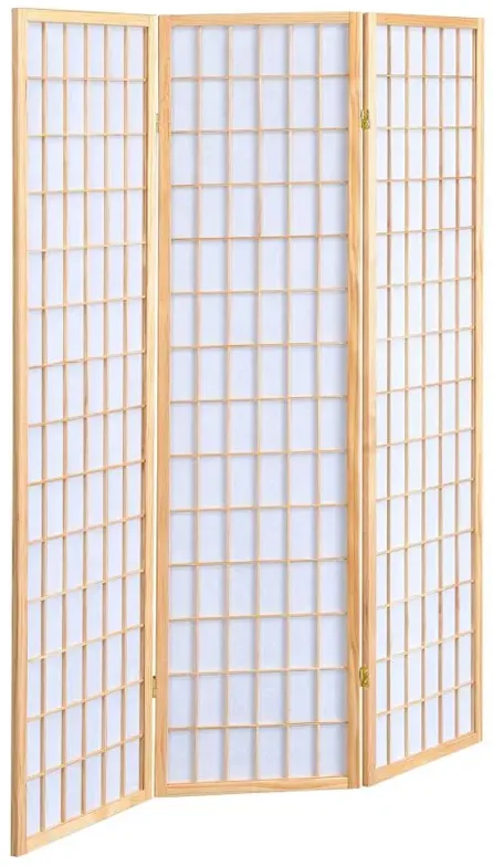 Carrie 3-panel Folding Screen Natural and White