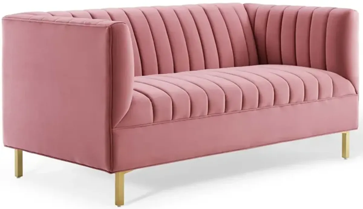 Shift Channel Tufted Performance Velvet Loveseat