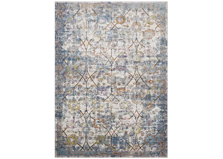 Minu Distressed Floral Lattice 5x8 Area Rug