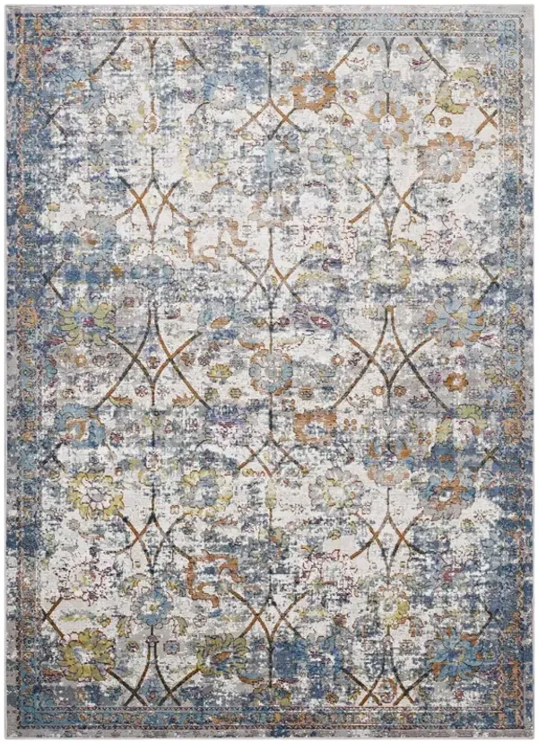 Minu Distressed Floral Lattice 5x8 Area Rug