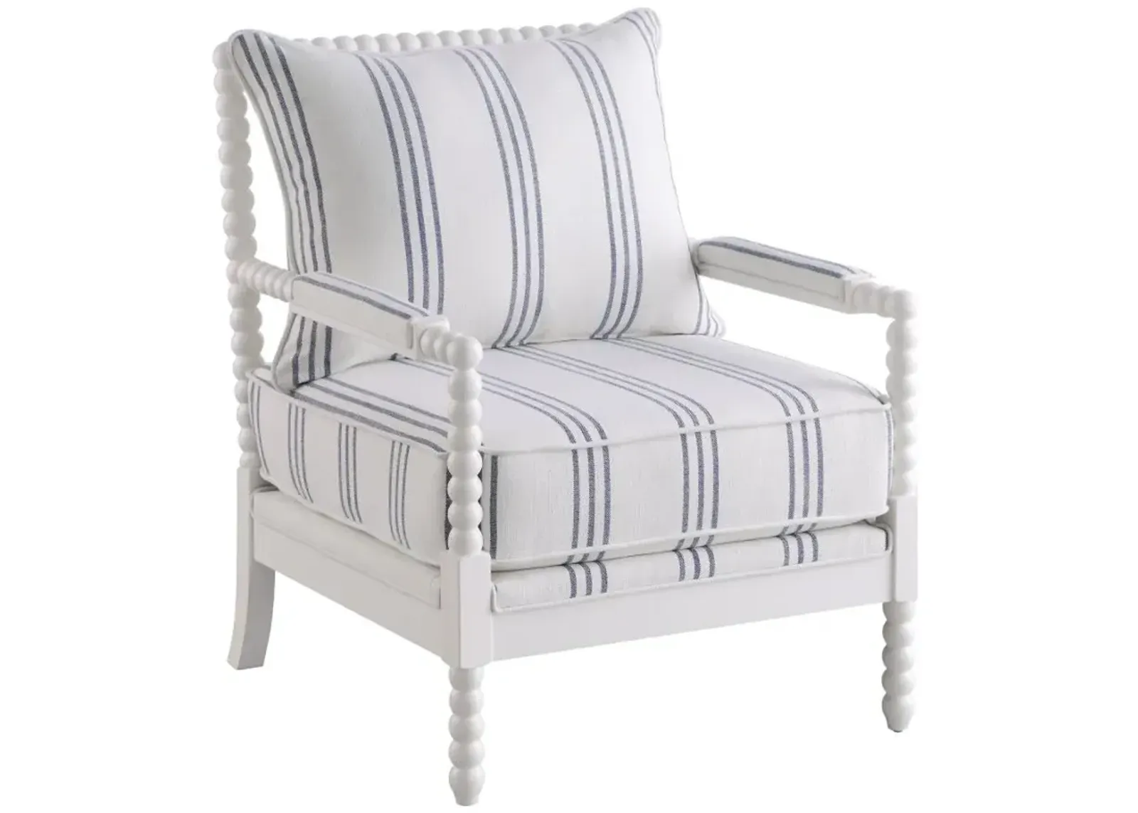 Blanchett Upholstered Accent Chair with Spindle Accent White and Navy