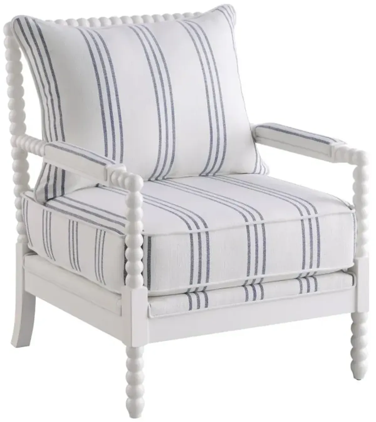 Blanchett Upholstered Accent Chair with Spindle Accent White and Navy