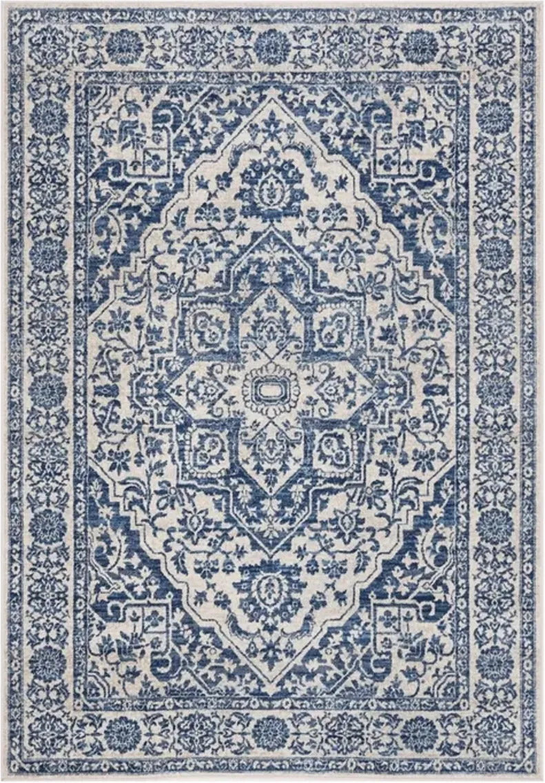 Brentwood 832 Navy / Light Grey 3' X 5' Small Rectangle Powerloomed Rug