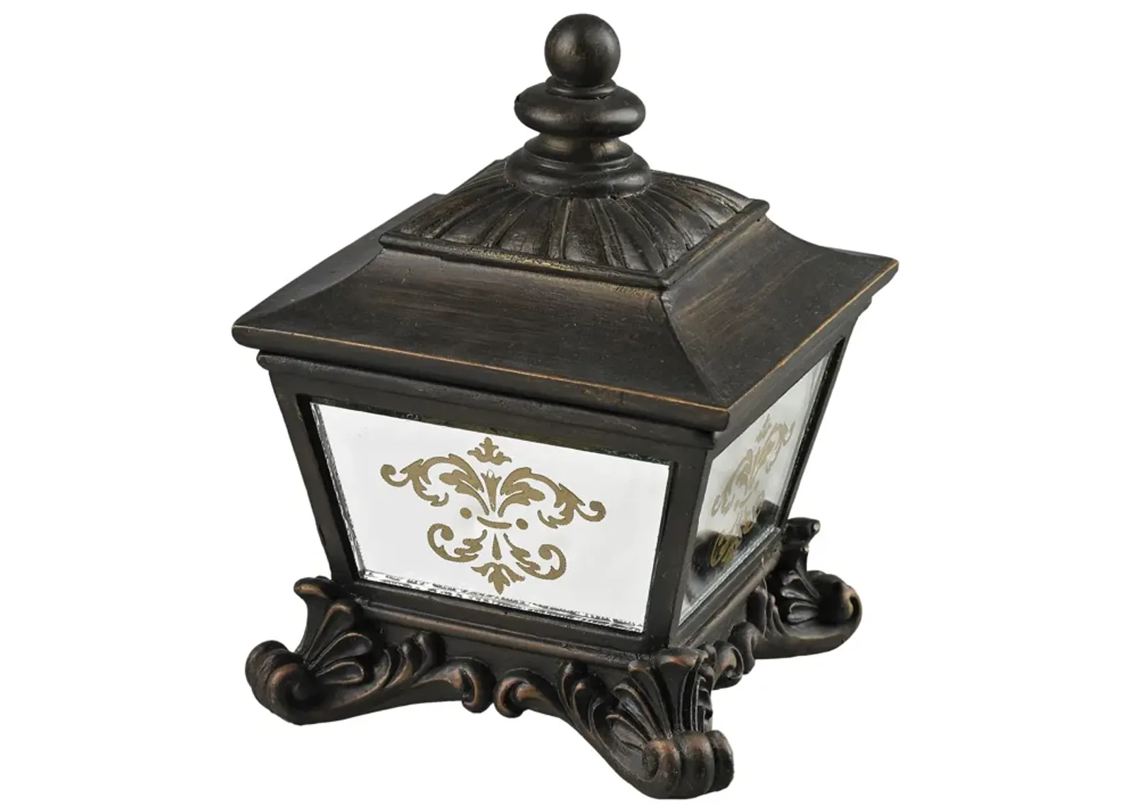 Bronze Box with Damask Printed Mirror - Aria Bronze and Mirror