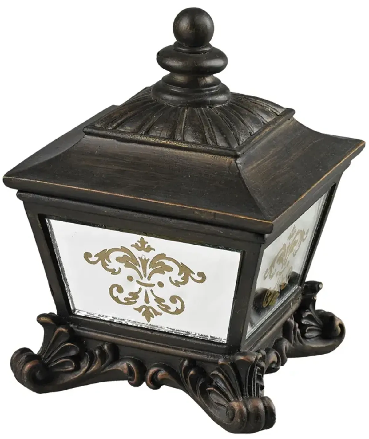 Bronze Box with Damask Printed Mirror - Aria Bronze and Mirror