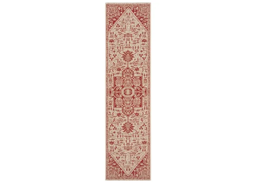 LINDEN 138 Collection LND138Q-212 Red / Creme 2'-2" X 12'