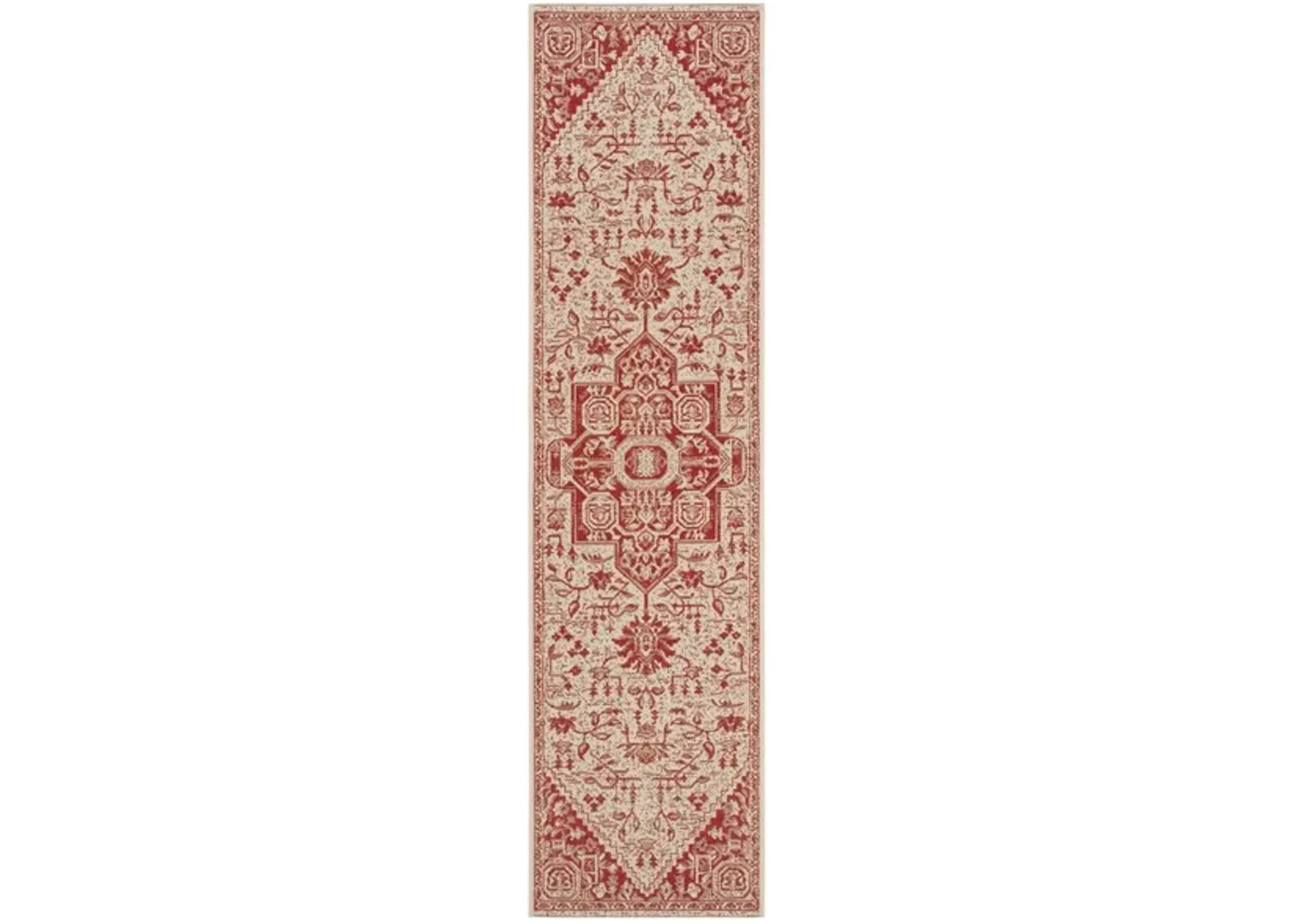 LINDEN 138 Collection LND138Q-212 Red / Creme 2'-2" X 12'