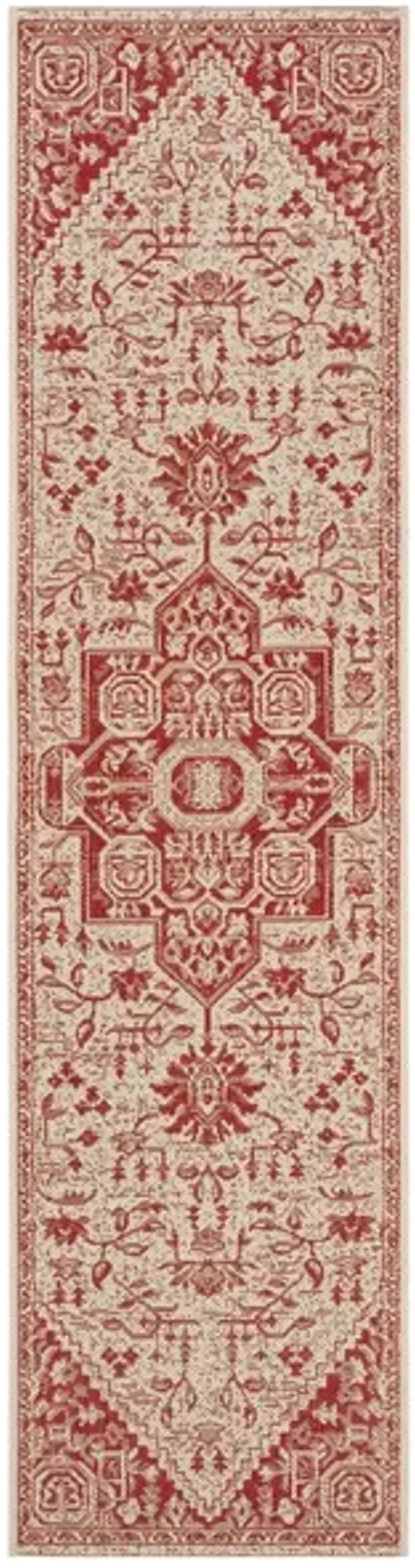 LINDEN 138 Collection LND138Q-212 Red / Creme 2'-2" X 12'