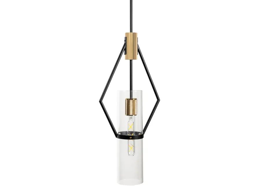 Everly Single Light Pendant, Black and Brass