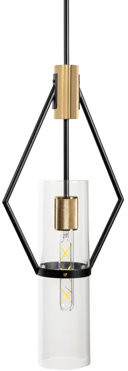 Everly Single Light Pendant, Black and Brass