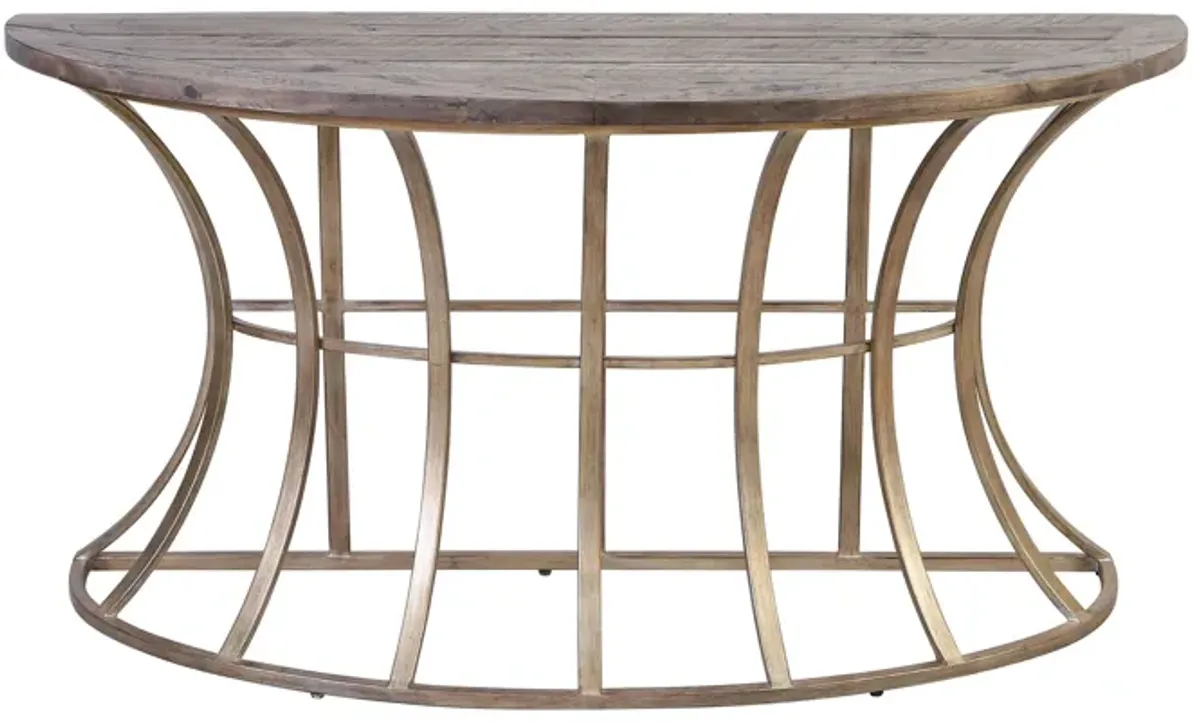 Meditation Console Table - Soft Gold and Solid Grey Pine