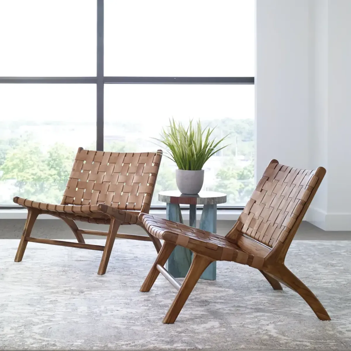 Plait Woven Leather Accent Chair