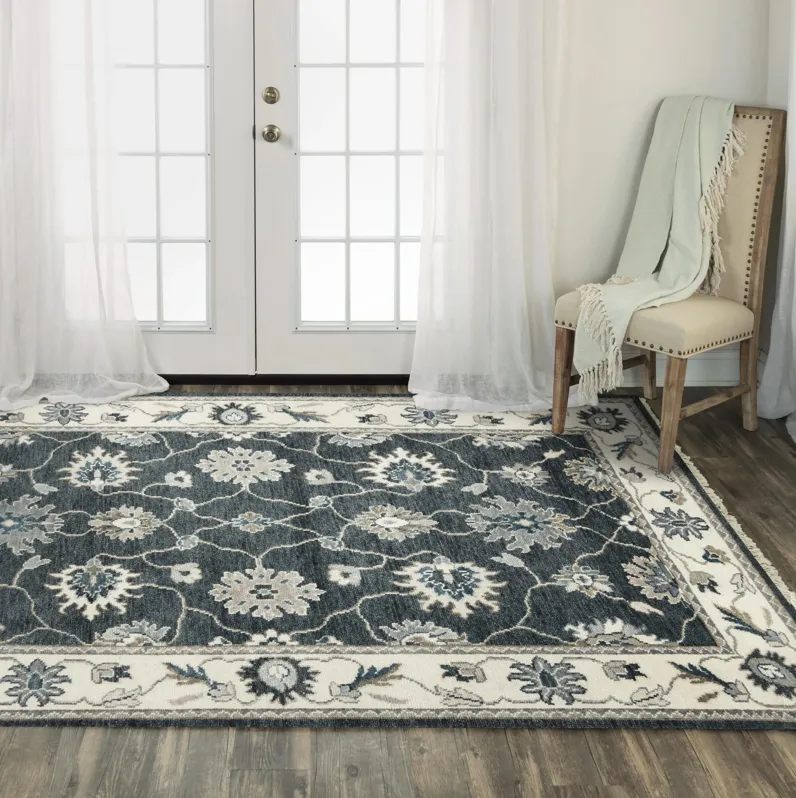 Ashton Charcoal/Ivory  Hand Spun Wool/Tencel 10' x 14' Rectangle Rug