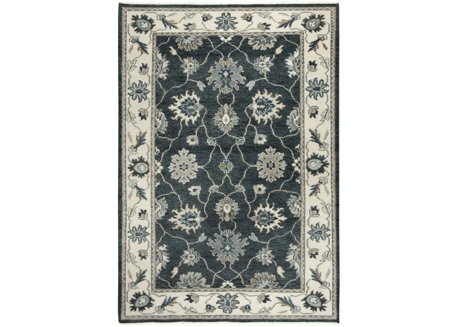 Ashton Charcoal/Ivory  Hand Spun Wool/Tencel 10' x 14' Rectangle Rug