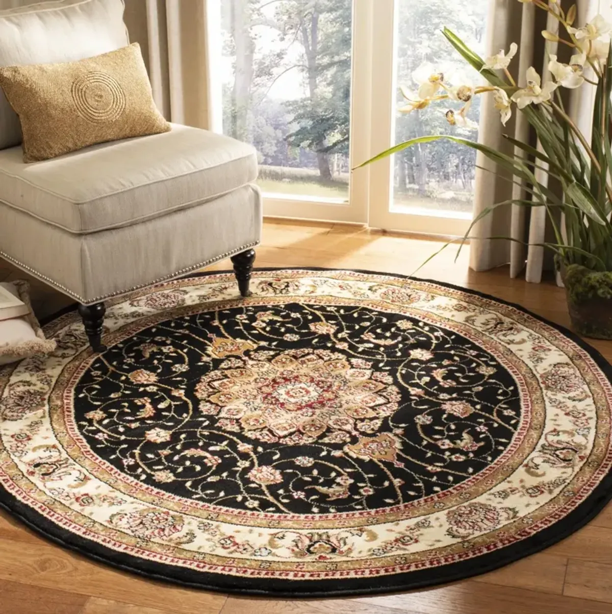 LNH329 BLACK  6' x 6' Round Round Rug