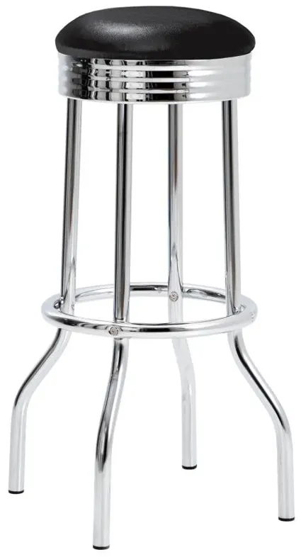 Theodore Upholstered Top Bar Stools Black and Chrome (Set of 2)