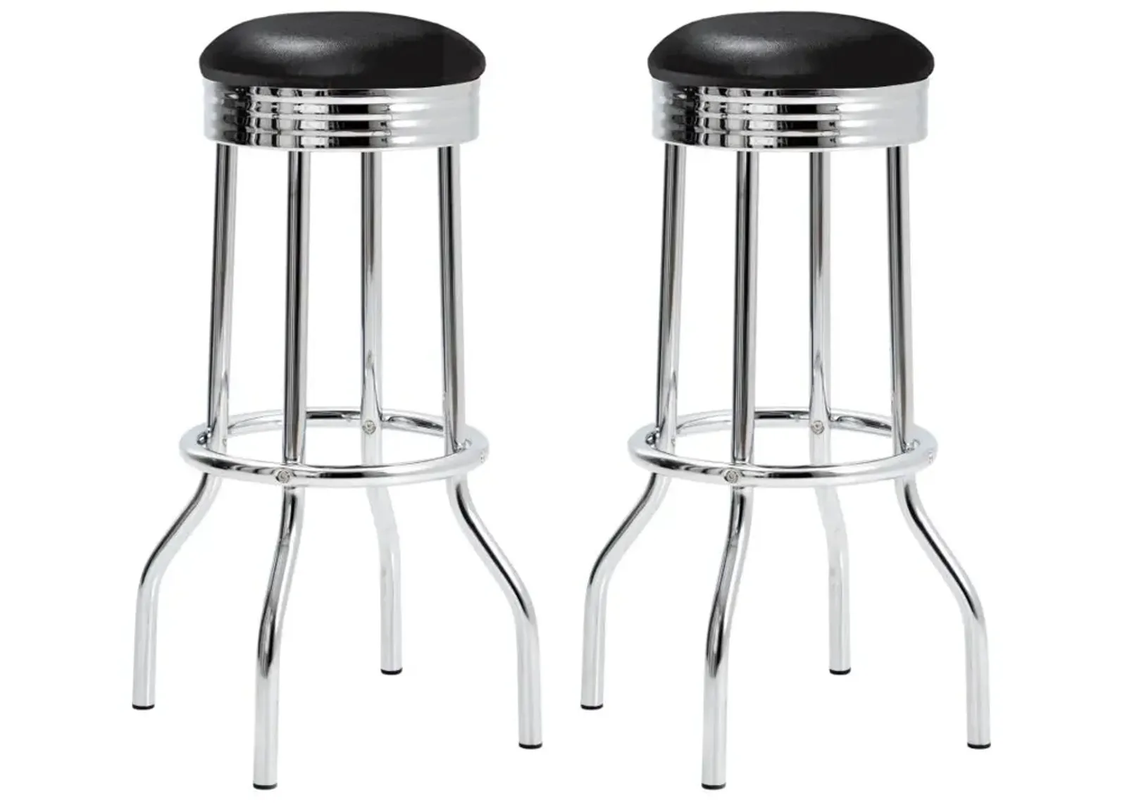 Theodore Upholstered Top Bar Stools Black and Chrome (Set of 2)