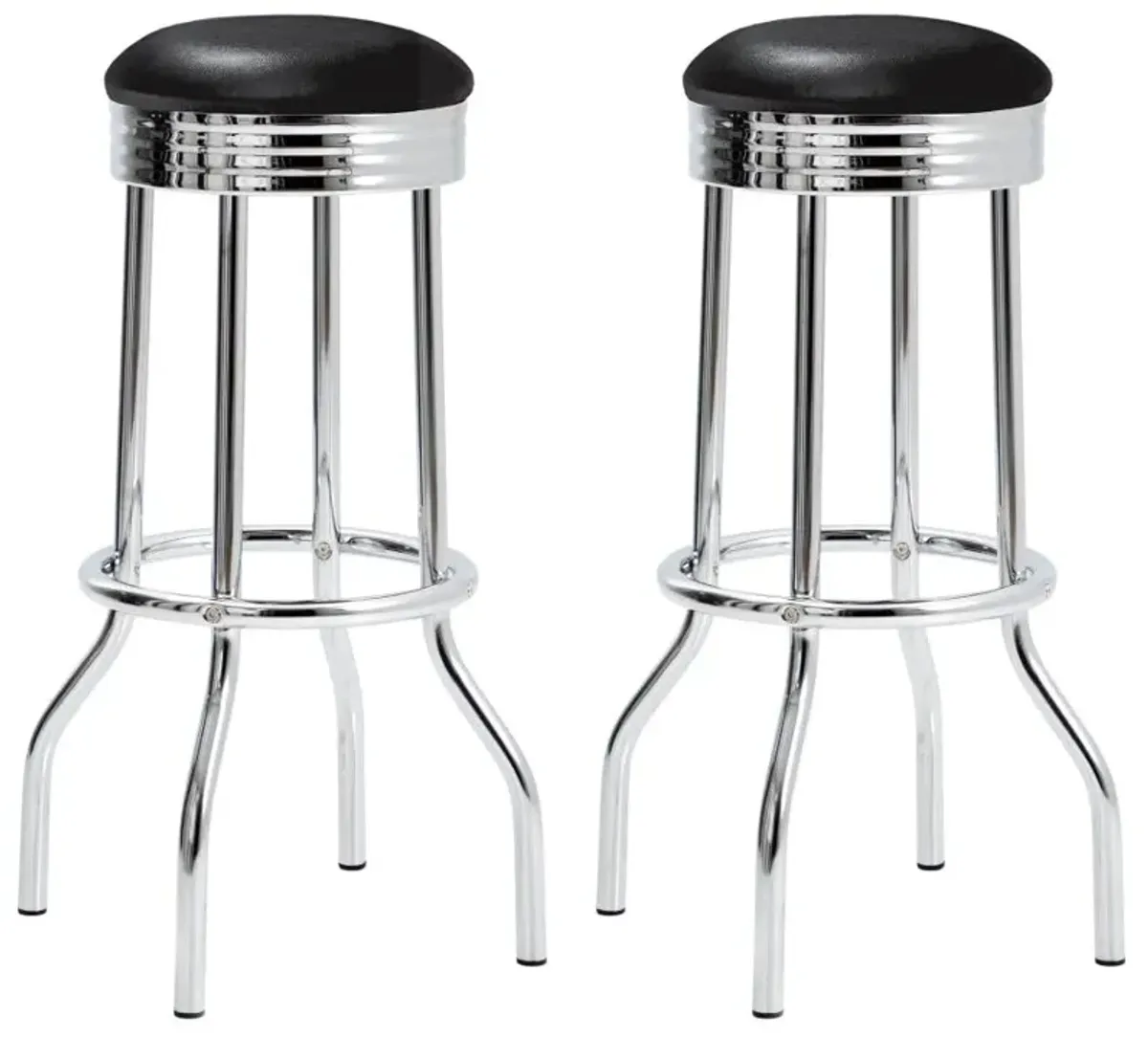 Theodore Upholstered Top Bar Stools Black and Chrome (Set of 2)