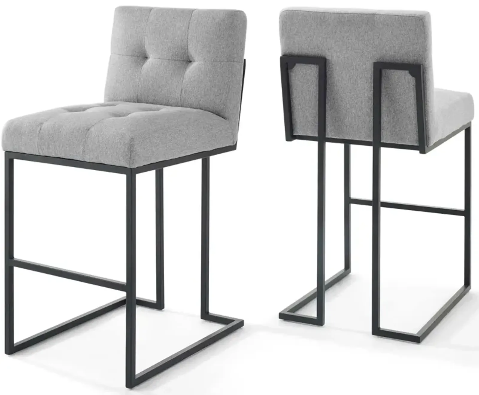 Privy Black Stainless Steel Upholstered Fabric Bar Stool Set of 2