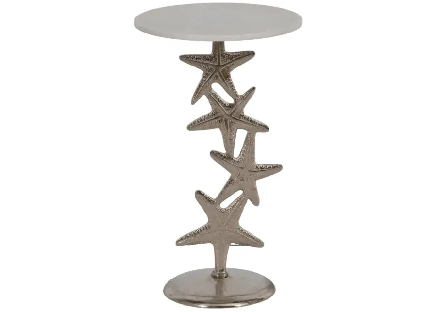 Metal/marble15"d/25"h,silver Starfish Sidetable Kd