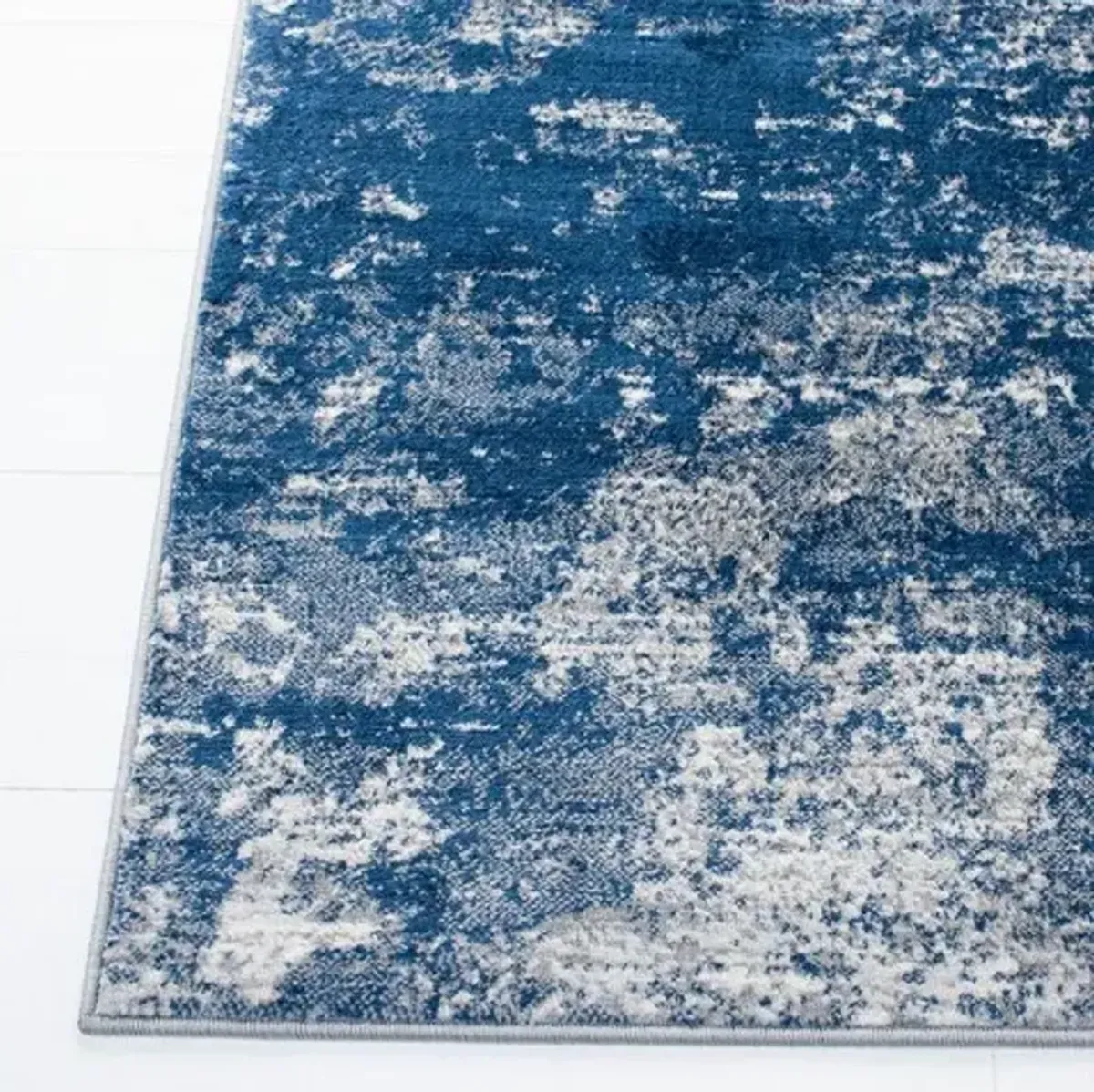 Brentwood 822 Grey / Navy 2' X 22' Runner Powerloomed Rug